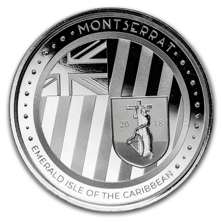 2018 Montserrat 1 oz Silver Emerald Isle of the Caribbean BU