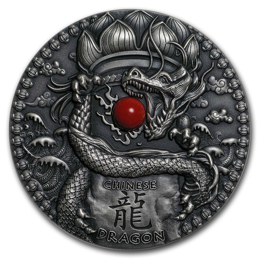 Buy 2018 Niue 2 oz Silver Antique Dragons (Chinese Dragon) | APMEX