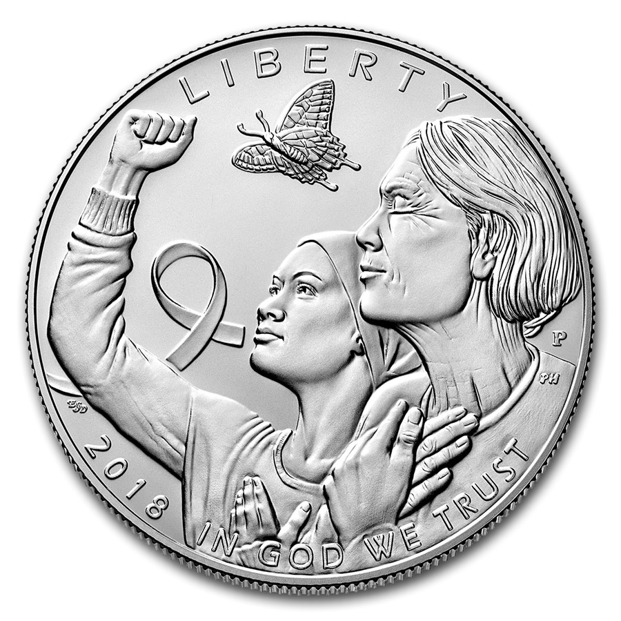 2018-P Breast Cancer Awareness $1 Silver BU (Box & COA)