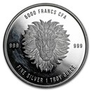 2018 Republic of Chad 1 oz Silver Mandala Lion BU (Abrasions)