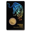 2018 South Korea 1/10 oz Gold Tiger BU (in Assay card)