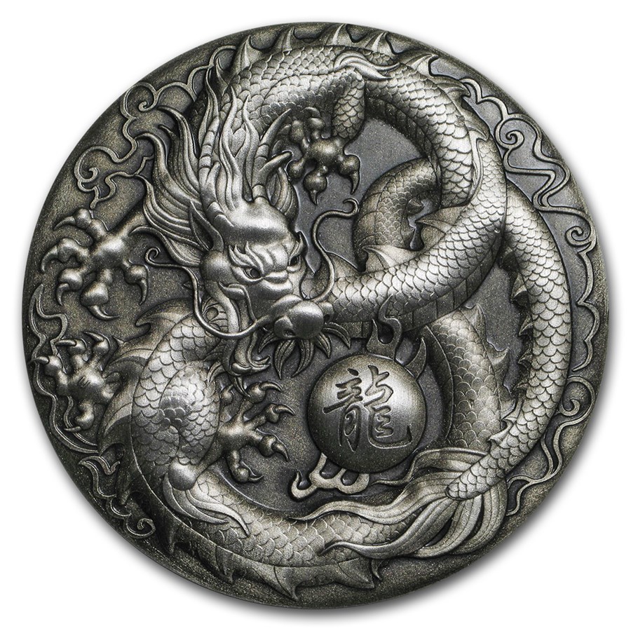 Buy 2018 Tuvalu 5 Oz Silver Dragon Antiqued Finish (high Relief) 