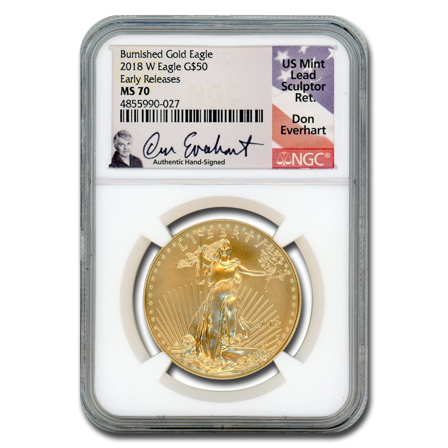 2018-W 1 oz Burnished Gold Eagle MS-70 NGC (ER, Everhart)