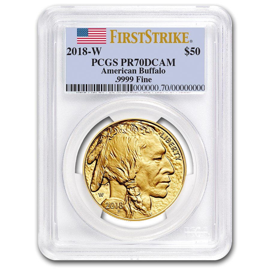 2018-W 1 oz Proof Gold Buffalo PR-70 PCGS (FS, Flag Label)