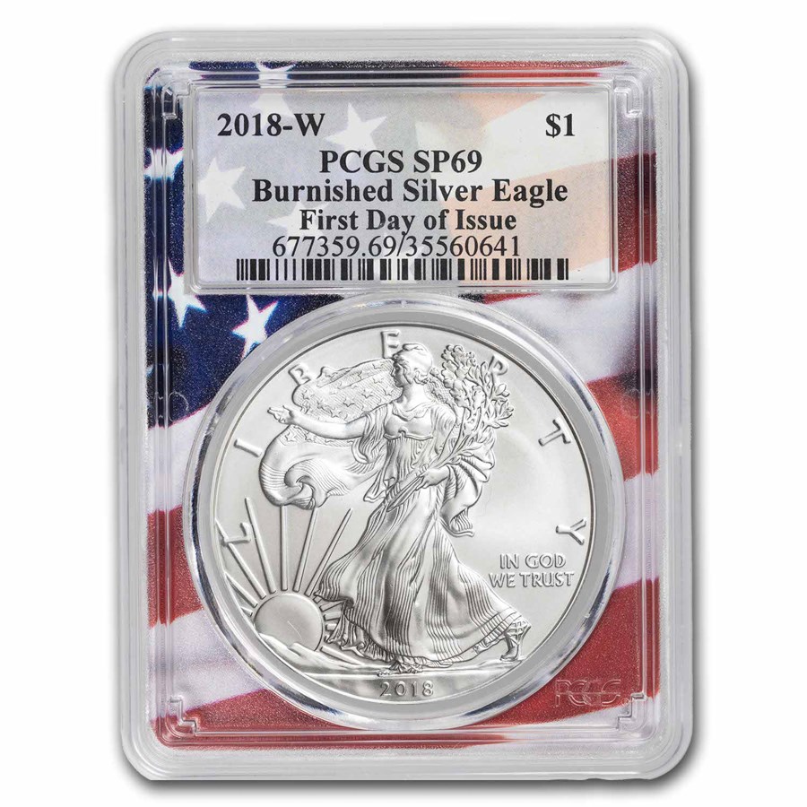 2018-W Burnished American Silver Eagle SP-69 PCGS (FDI)