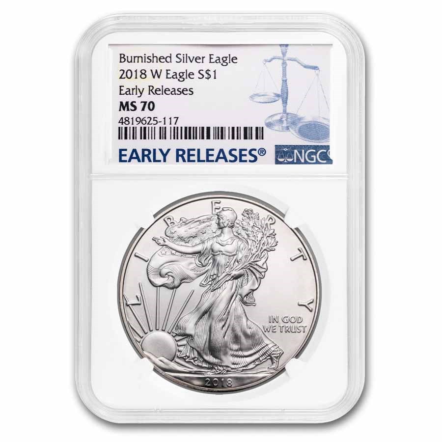 2018-W Burnished Silver Eagle MS-70 NGC (ER/FR)