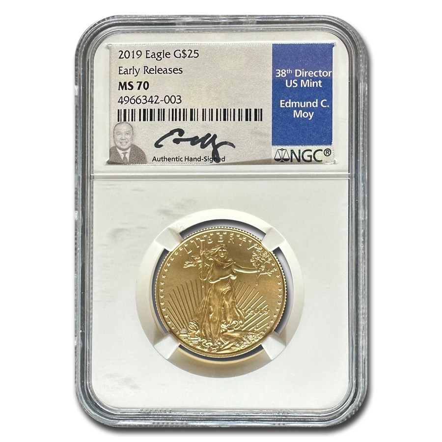 2019 1/2 oz American Gold Eagle MS-70 NGC (ER, Moy)