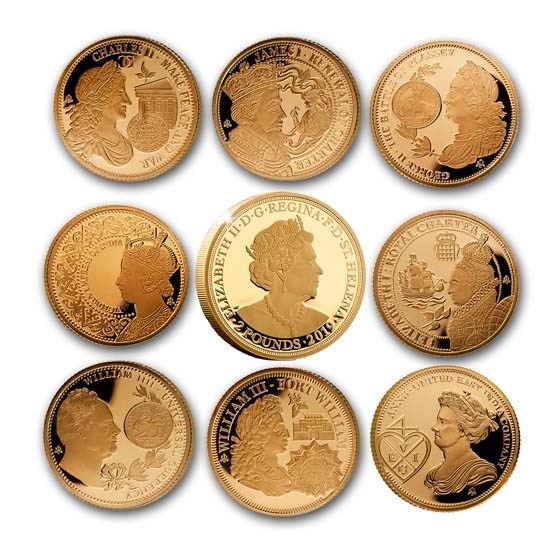 2019 9-Coin 1/4 oz Gold Monarchs of the Empire Proof Set