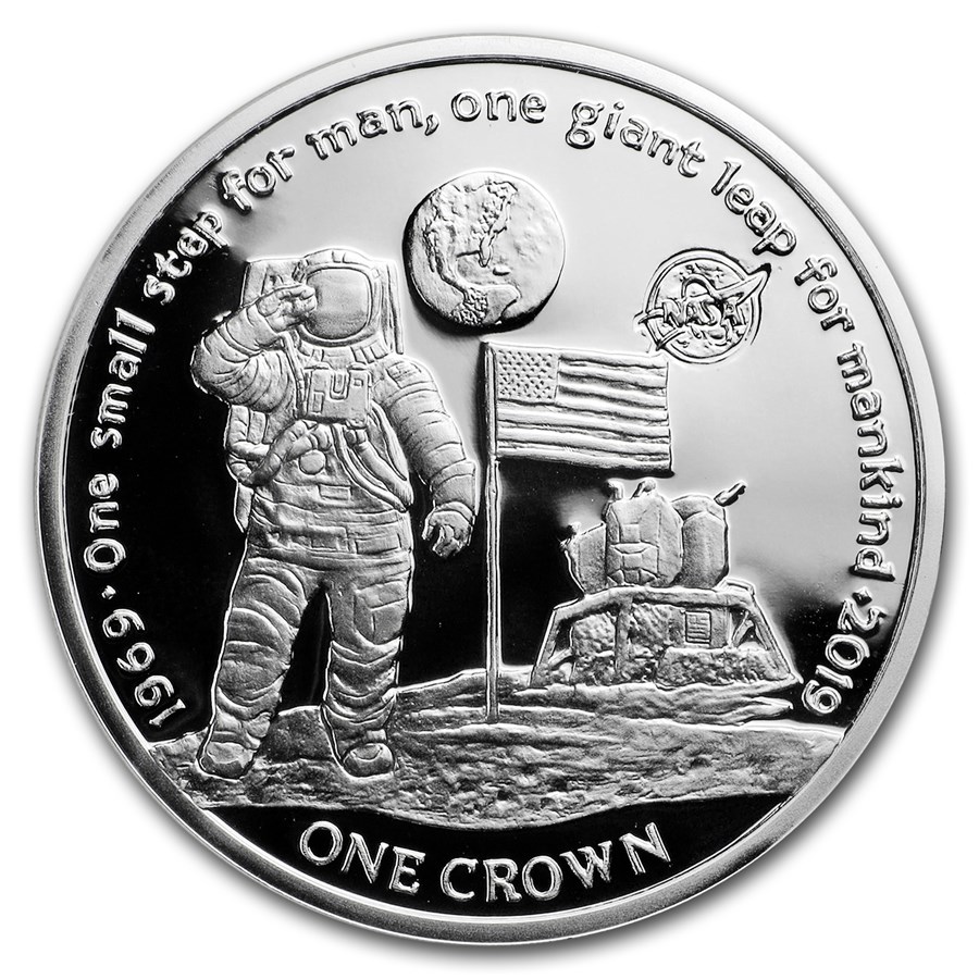 Buy 2019 Ascension Island Silver 1 Crown First Man on the Moon | APMEX