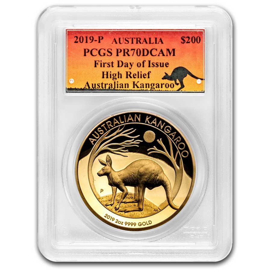 2019 AUS 2 oz Gold Kangaroo PR-70 High Relief PCGS (Box & COA)