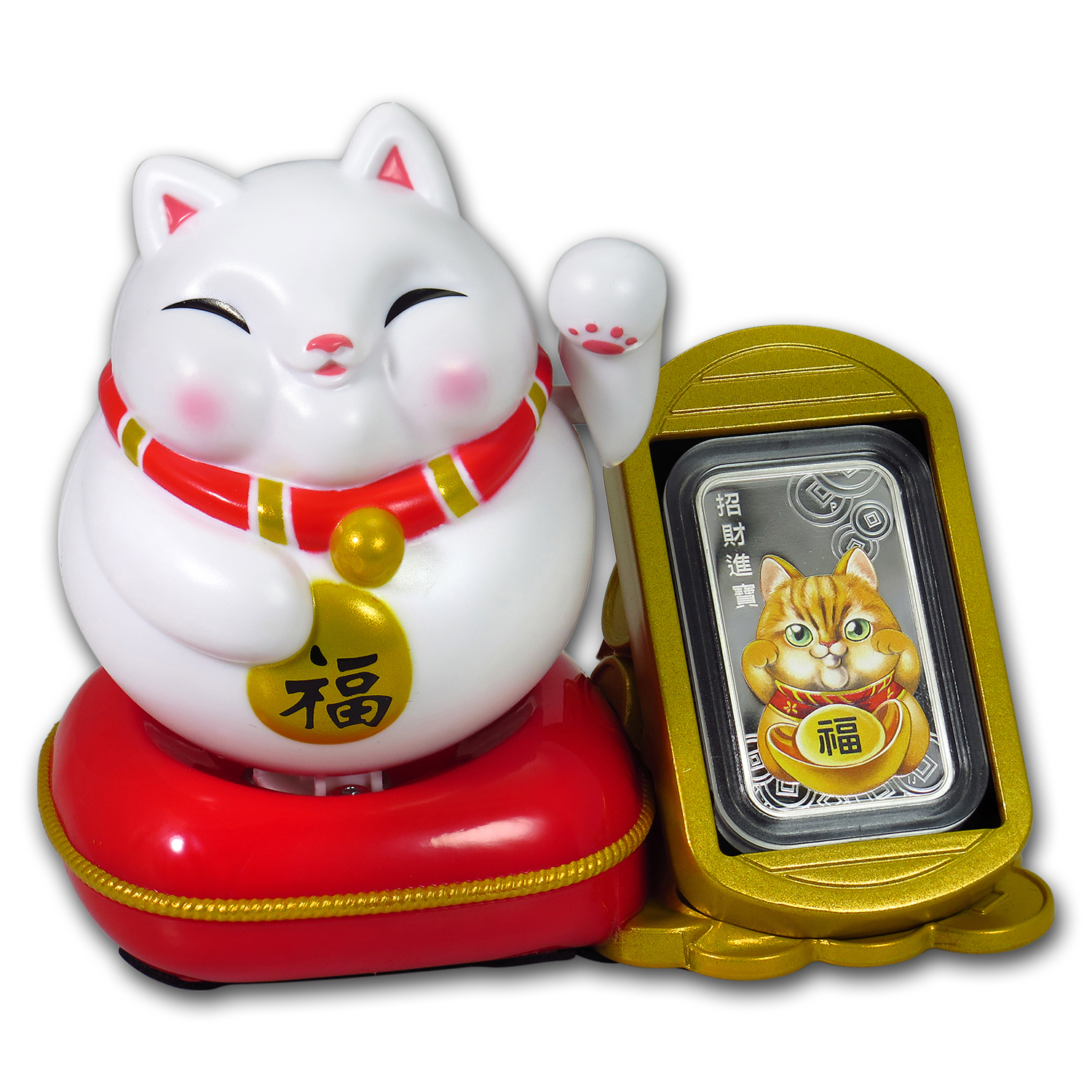 silver lucky cat