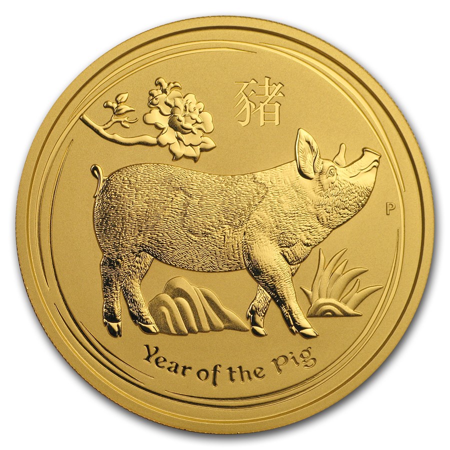 2019 Australia 2 oz Gold Lunar Pig BU