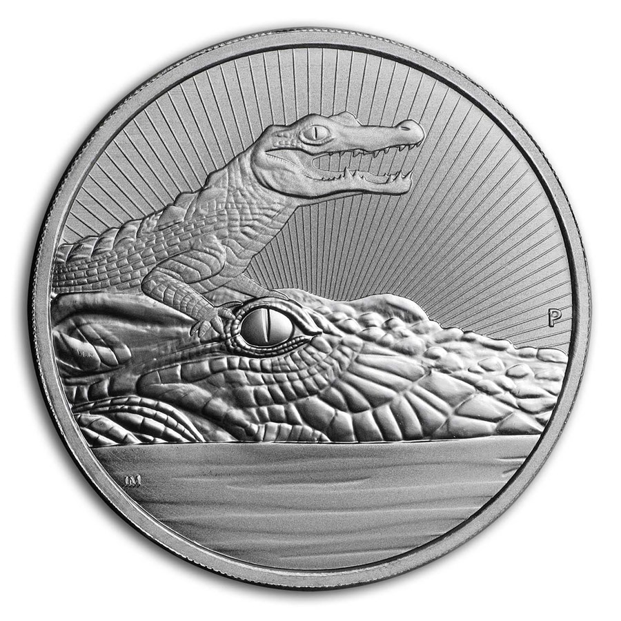 2019 Australia 2 oz Silver Crocodile BU (Piedfort)