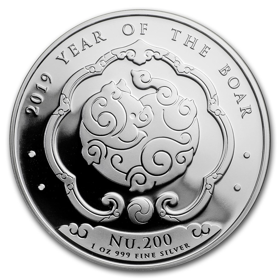 2019 Bhutan 1 oz Silver Lunar Boar BU