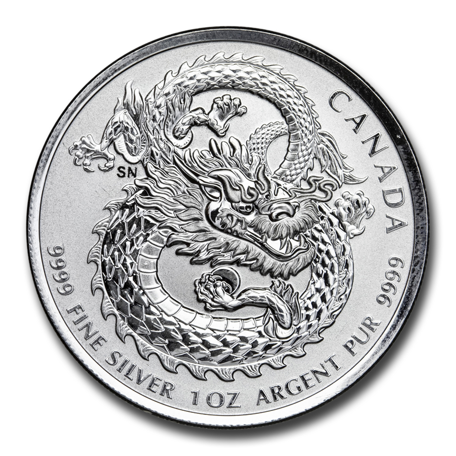 2019 Canada 1 oz Silver Lucky Dragon High Relief Coin BU