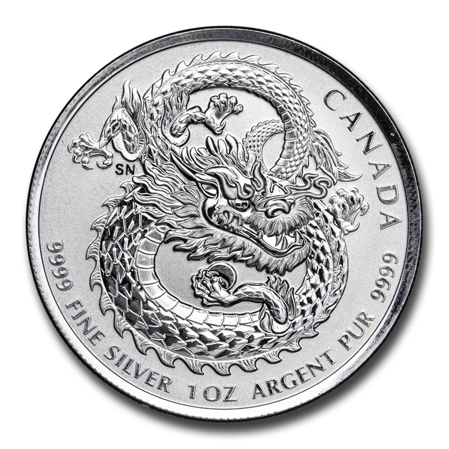 2019 Canada 1 oz Silver $5 Lucky Dragon High Relief BU