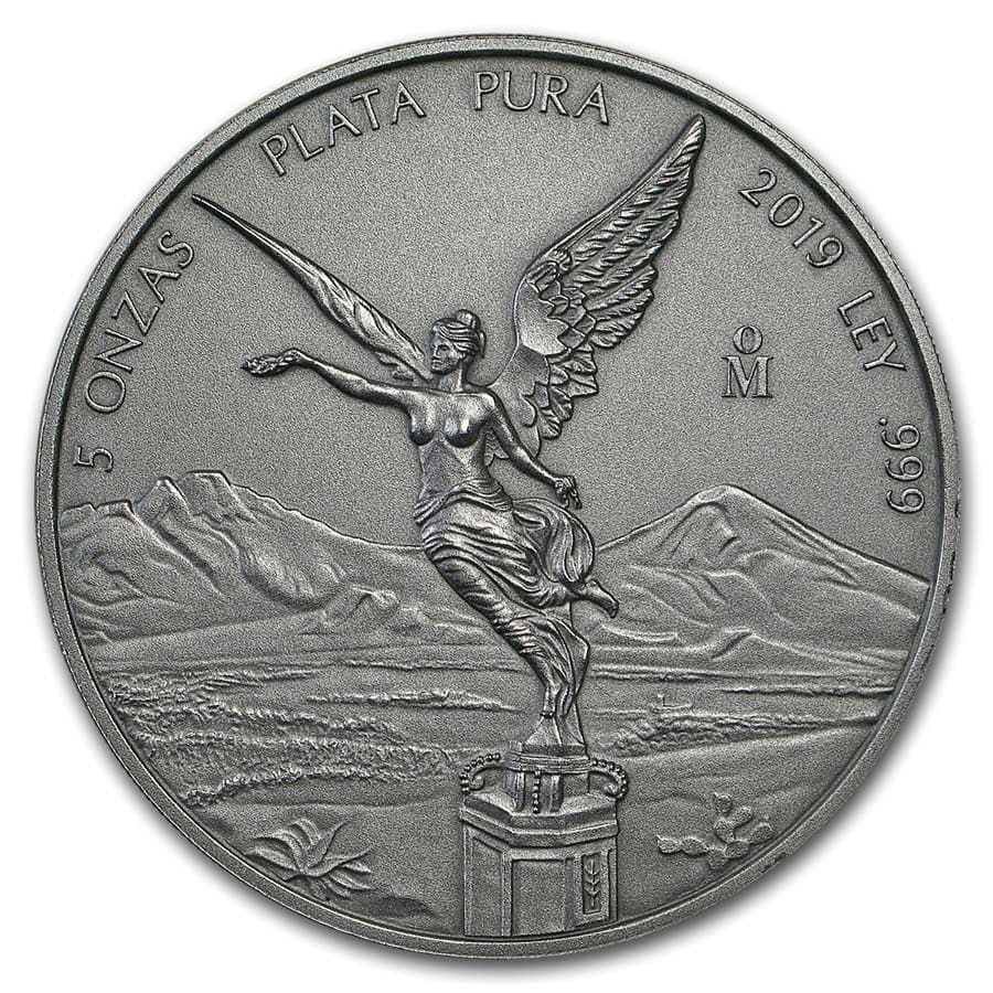 Buy 2019 Mexico 5 oz Silver Libertad Antiqued Finish (In Capsule) APMEX
