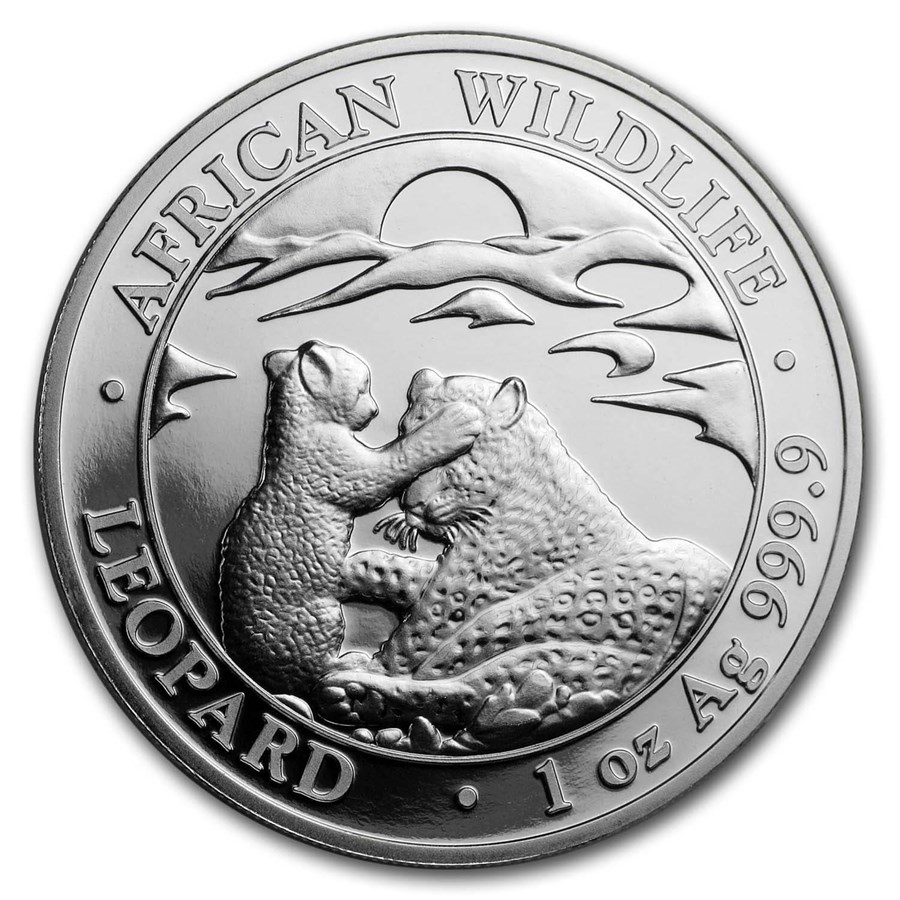 2019 Somalia 1 oz Silver African Wildlife Leopard BU