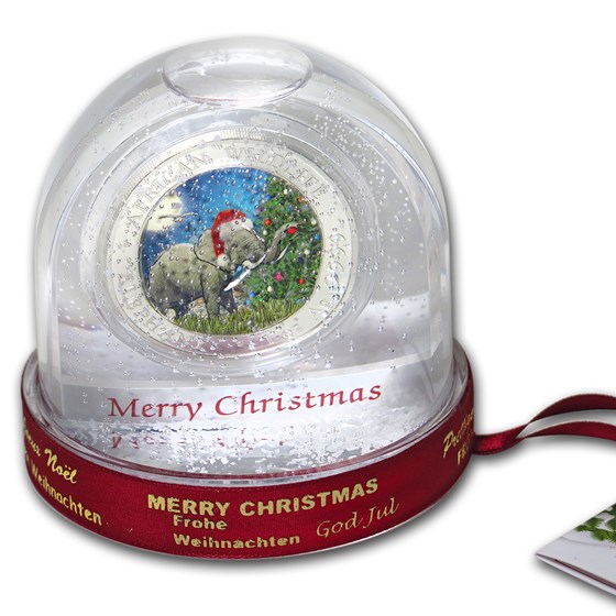 Buy 2019 Somalia 1 oz Silver Elephant Christmas Issue in Snow Globe APMEX