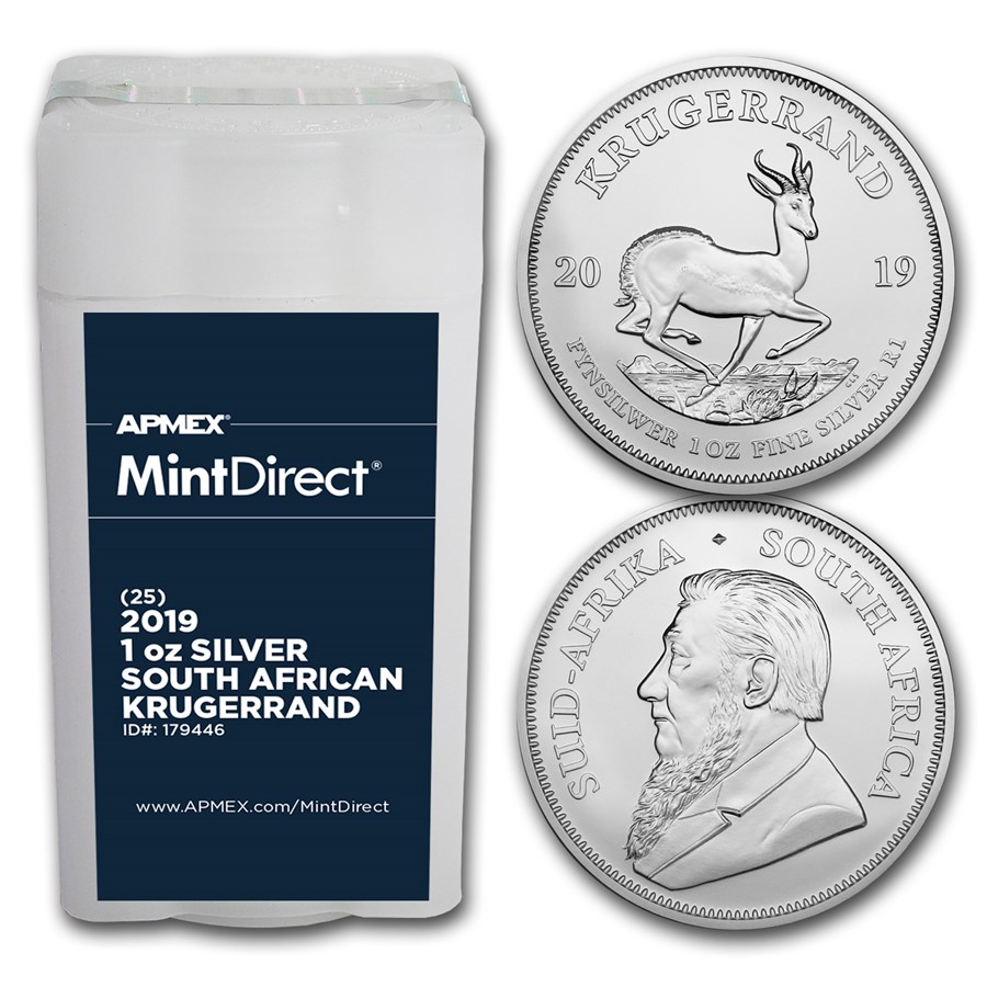 2019 South Africa 1 oz Silver Krugerrand 25-Coin MintDirect® Tube