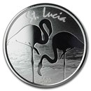 2019 St. Lucia 1 oz Silver Pink Flamingo BU