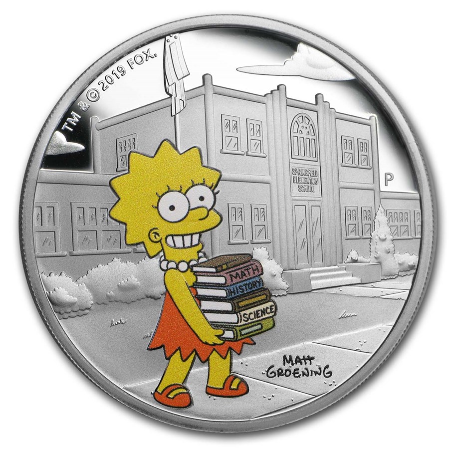2019 Tuvalu 1 oz Silver The Simpsons: Lisa Colorized Proof