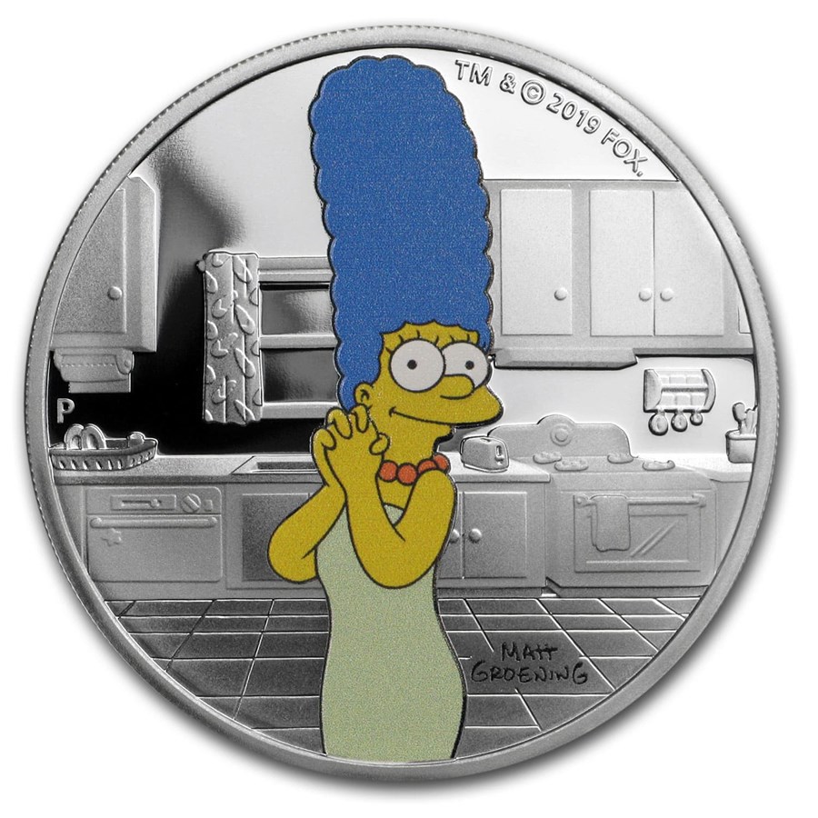 2019 Tuvalu 1 oz Silver The Simpsons: Marge Proof