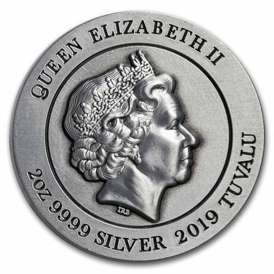 2019 Tuvalu 2 oz Silver Dragon & Phoenix Rimless (Coin only)