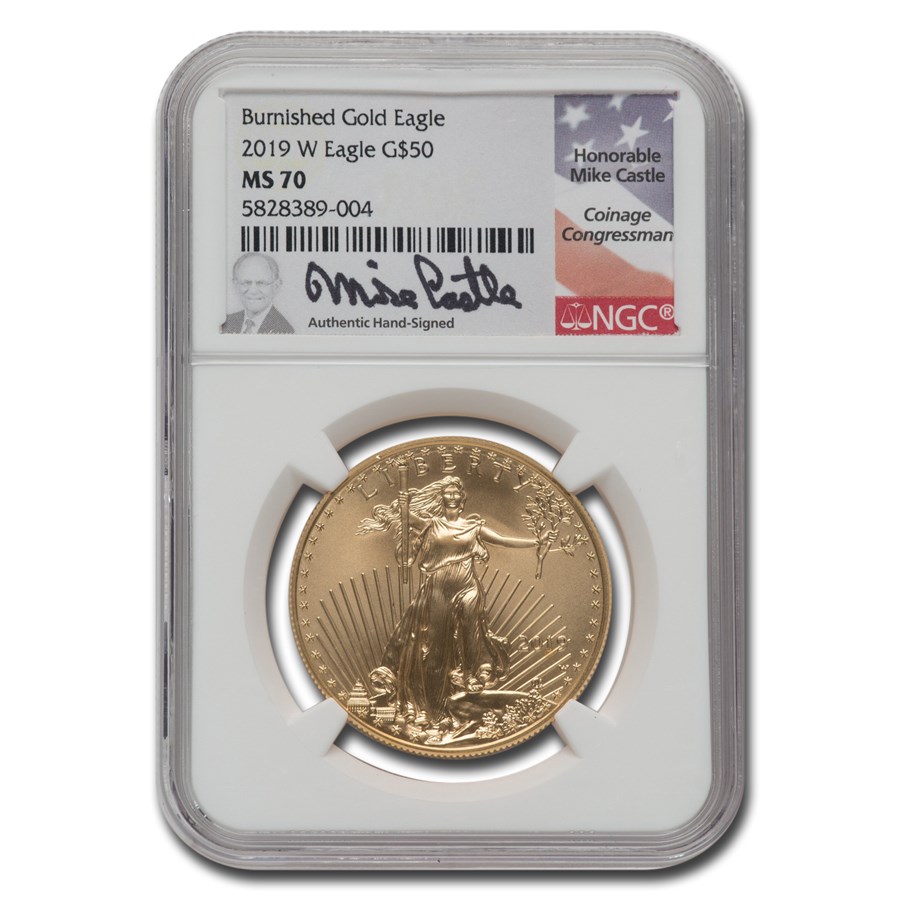 2019-W 1 oz Burnished Gold Eagle MS-70 NGC (Castle)