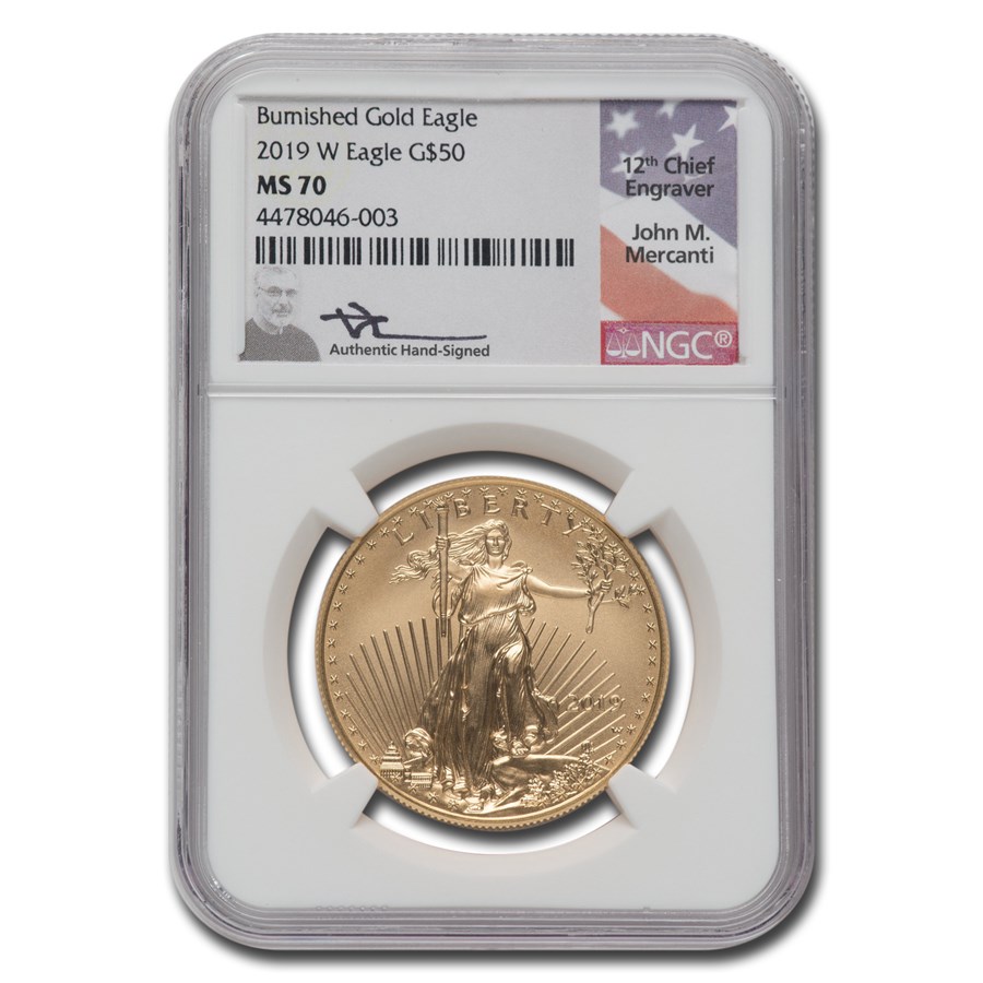 2019-W 1 oz Burnished Gold Eagle MS-70 NGC (Mercanti)