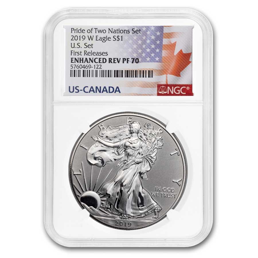 2019-W 1 oz Silver Eagle Enhanced Rev PR PF-70 NGC (FR, U.S. Set)