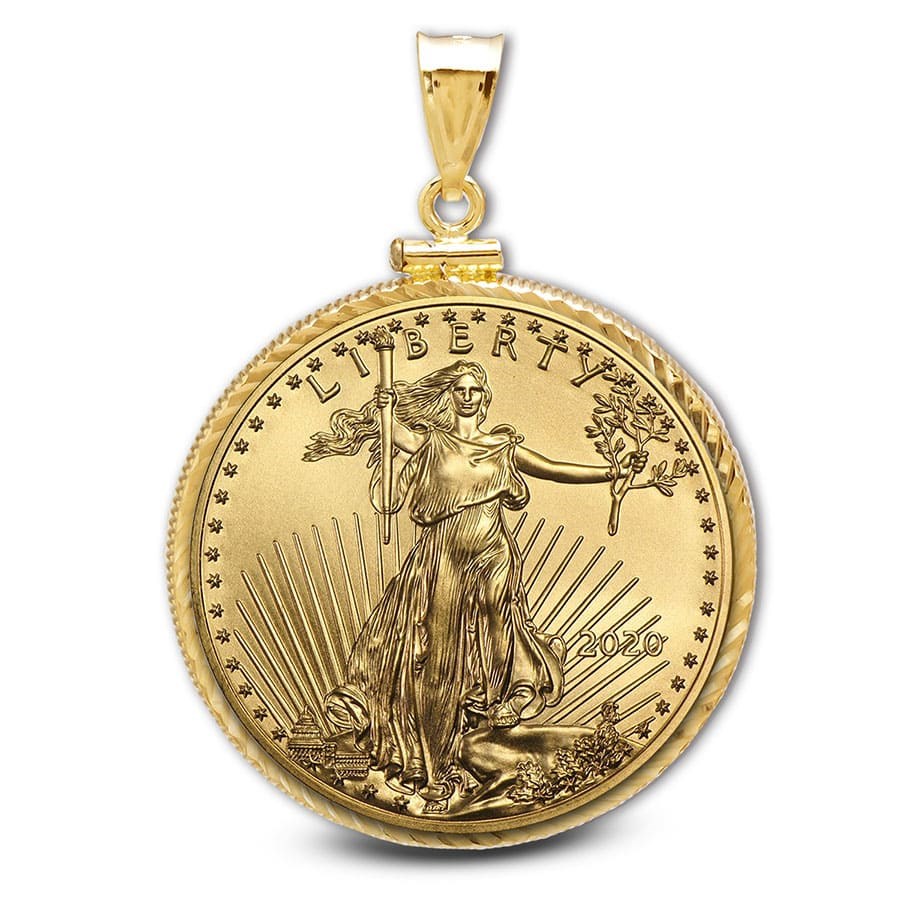 Buy 2020 1 oz Gold Eagle Pendant (Diamond-ScrewTop Bezel) | APMEX