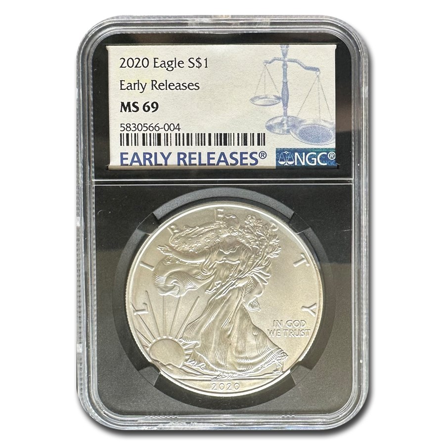 2020 American Silver Eagle MS-69 NGC (ER, Black Core)