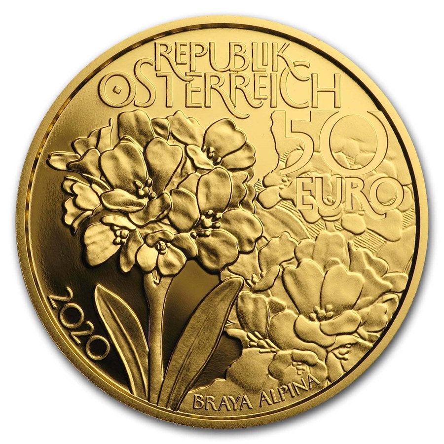 2020 Austria Proof Gold €50 Alpine Treasures (High Peaks)