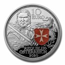 2020 Austria Proof Silver €10 Knights' Tales (Fortitude)