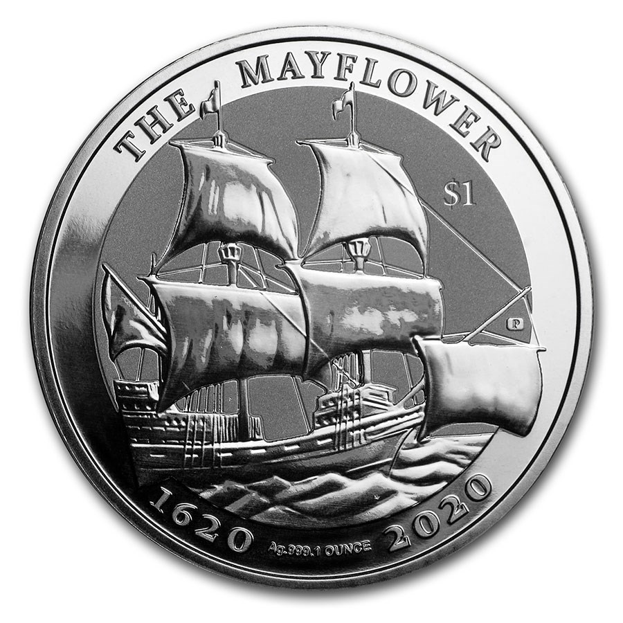 2020 BVI 1 oz Silver Mayflower 400th Anniversary BU