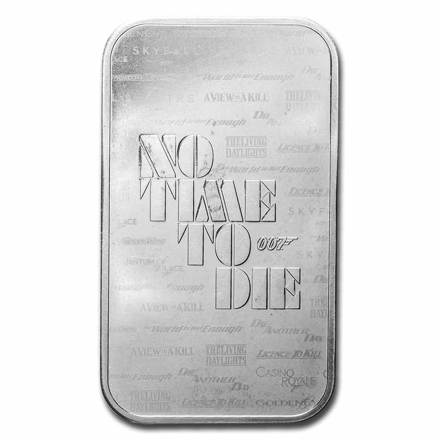 2020 Great Britain 1 oz Silver James Bond 007 Bar (Abrasions)