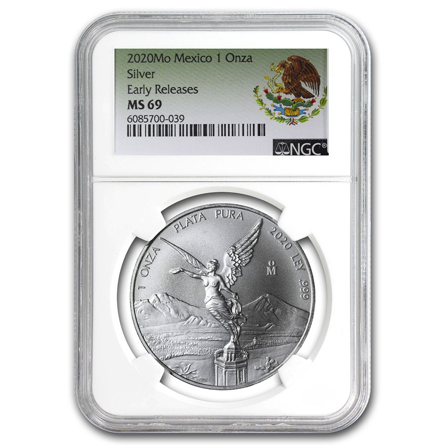 2020 Mexico 1 oz Silver Libertad MS-69 NGC (ER, Coat of Arms)