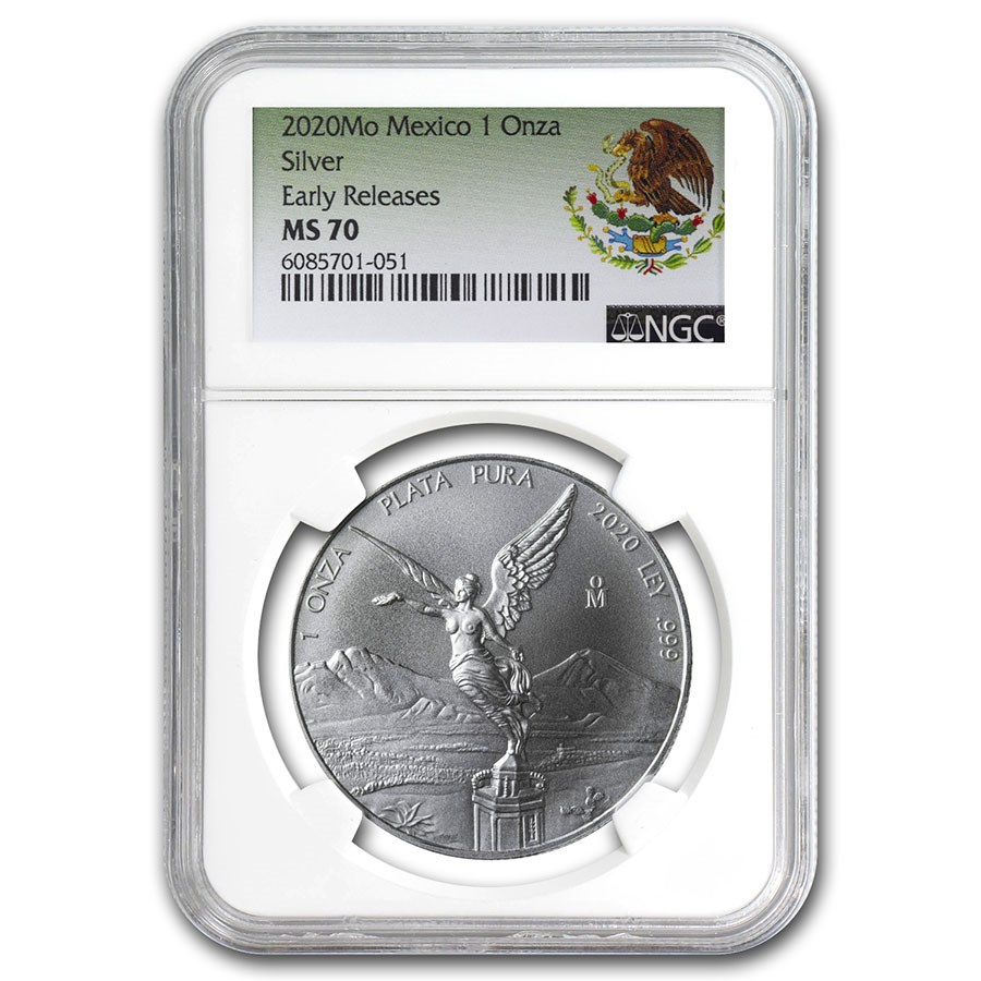 2020 Mexico 1 oz Silver Libertad MS-70 NGC (ER, Coat of Arms)