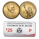 2020-P George H.W. 25-Coin Presidential Dollar Roll BU