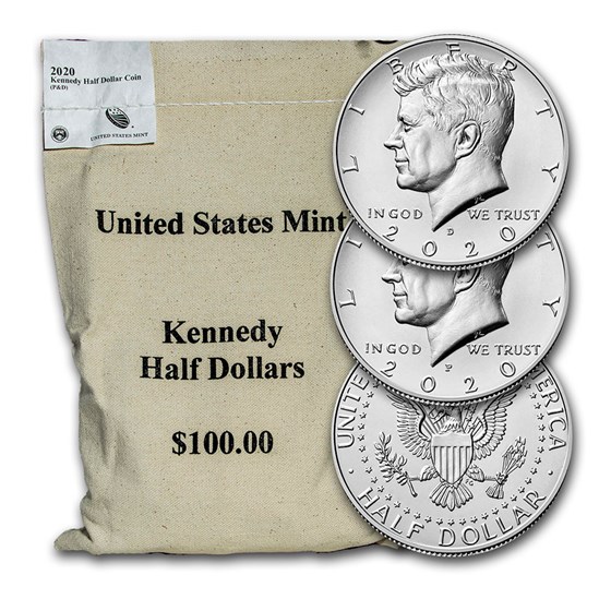 Buy 2020-P&D Kennedy Half Dollar 200-Coin Bag BU (Mixed mintmarks) Coin ...