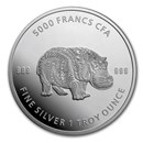 2020 Republic of Chad 1 oz Silver Mandala Hippo BU