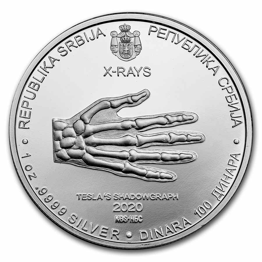 Buy 2020 Serbia 1 oz Proof Silver 100 Dinar Nikola Tesla: X-Ray