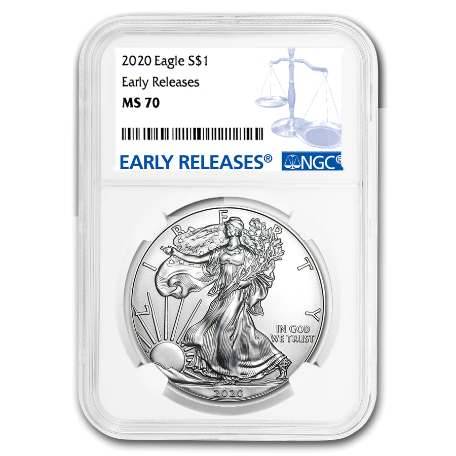 2020 Silver American Eagle MS70 NGC (Early Releases) Coin For Sale