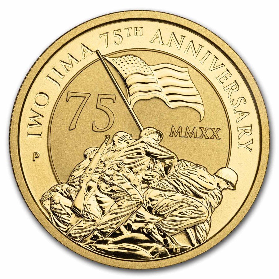 2020 Tuvalu 1 oz Gold Iwo Jima 75th Anniversary BU