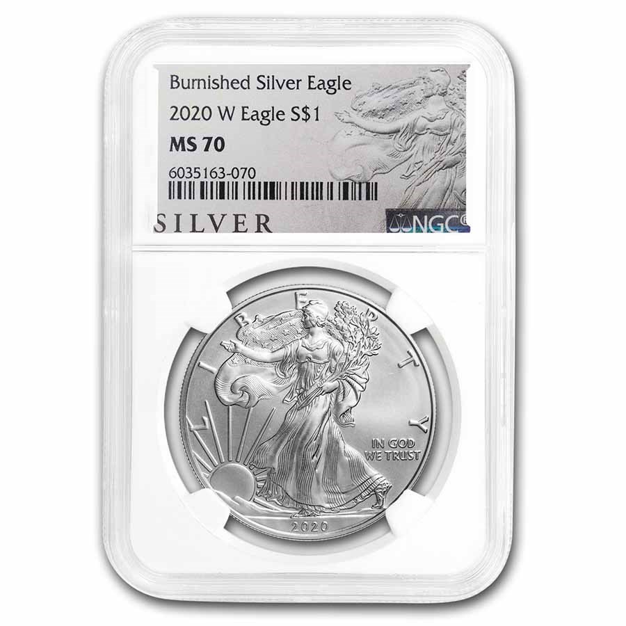 Buy 2020 W Burnished Silver Eagle MS70 NGC APMEX