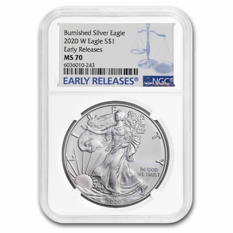 2020-W Burnished American Silver Eagle MS-70 NGC