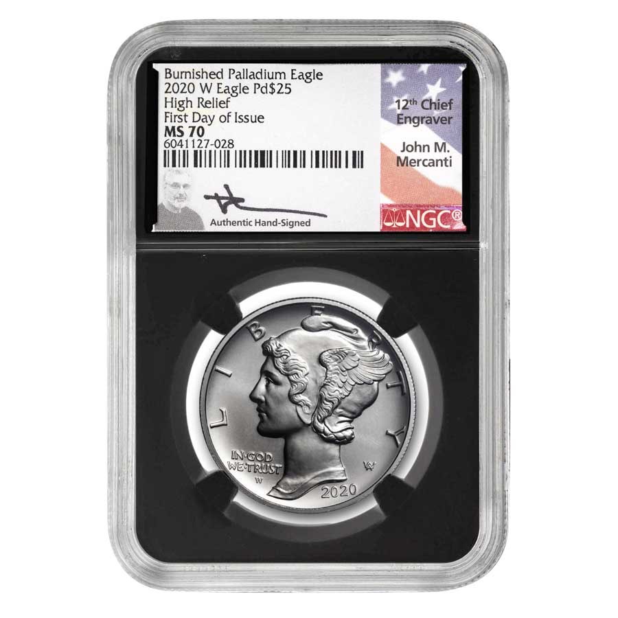 2020-W Burnished Palladium Eagle MS-70 NGC (FDI, Mercanti)