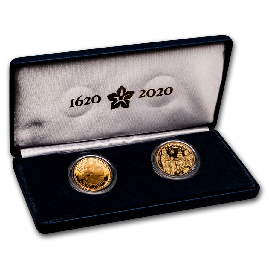 2020-W Gold Mayflower 400th Anniversary 2-Coin Set