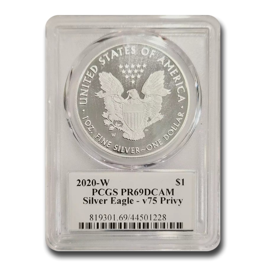 2020-W Proof Silver Eagle PR-69 PCGS (V75 Privy, WW2 Label)